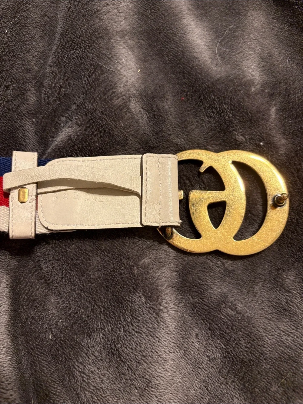 Authentic Gucci Sylvie Web Double G 40mm Belt in Mystic White Leather